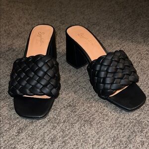 Seychelles Women's Black Braided Heeled Sandals